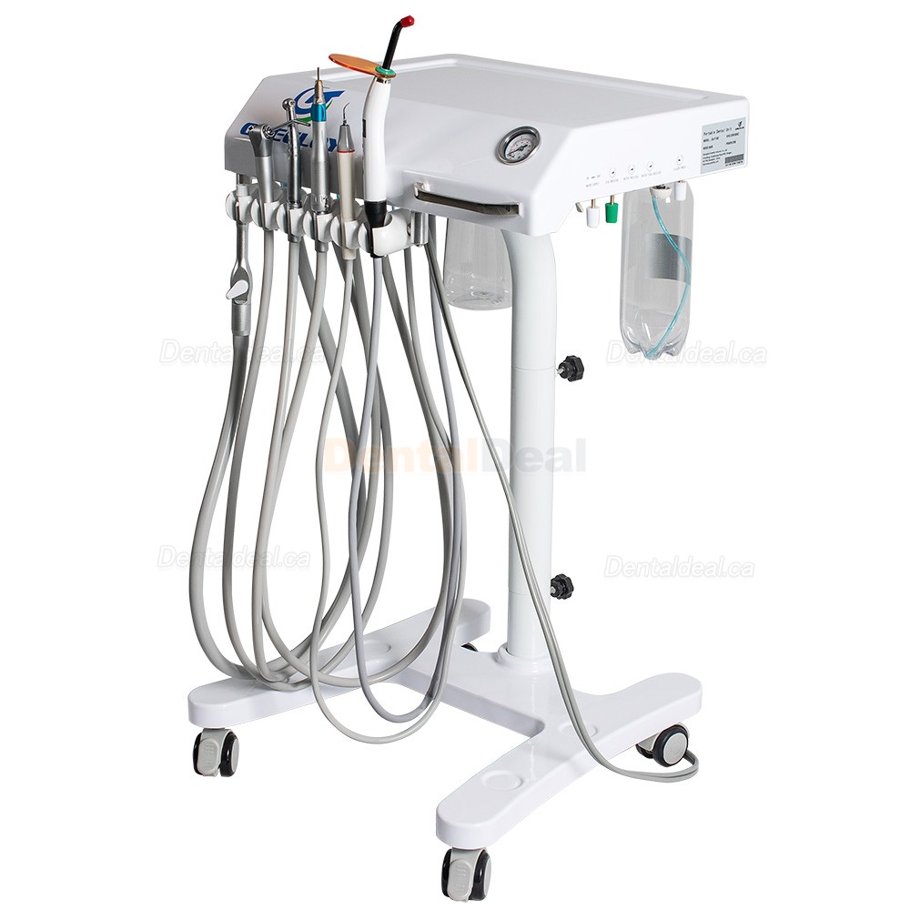 GREELOY&reg;GU-P302 Mobile Dental Delivery System Cart Unit + Curing Light + Scaler Handpiece + Fiber Optic